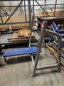 lot 38718 image: Nautilus Bench Press With Weight Rack Attached