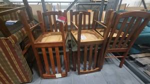 lot 38772 image: (6) Wooden Dining Ro Chaors W a Green Cushion