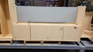 lot 38802 image: Blond Woode Laminate Computer Desk W Overhead Light
