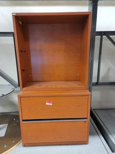 lot 38831 image: Cherry Wood Office Cabinet With 2 Shelves And 2 Drawers