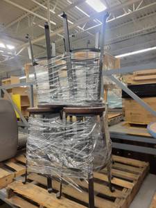 lot 38815 image: Lot of (7) Metal Frame Wooden Top Barstools