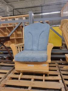 lot 38818 image: Wooden Rocking Chair with Powder Blue Cushion