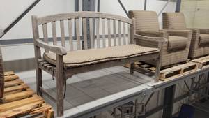 lot 38851 image: 5.5ft Woodem Bench W a Cushion