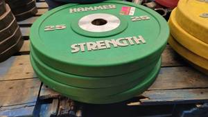 lot 38425 image: (5) Hammer Strength 25lb Weight Plates