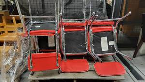 lot 38681 image: (9) Bright Red Chairs W Metal Legs