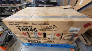 lot 38920 image: (11) Boxes of Jumbo Foliding Aluminum Cots W Black Frame and Forest Green Fabric
