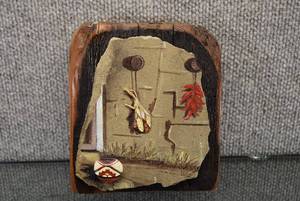 lot 1002 image: Adobe and Hopi Pot Sandstone Painting  Ruth Matthews  5.75 x 6