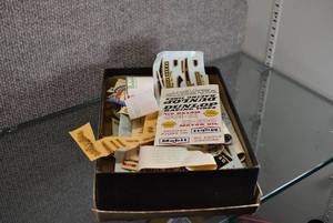 lot 1008 image: Box of Vintage Model Decals  Delta, Mobil, Corvair, Air Force and More
