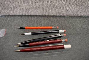 lot 1013 image: Lot of 5 Advertising Mechanical Pencils  K-T Oil Corp, Mt. Hope First Ntnl Bank, Kent Products, and More
