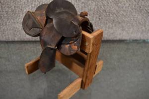 lot 1024 image: Mini Leather Saddle and Stand  5.5 x 4 x 4.25
