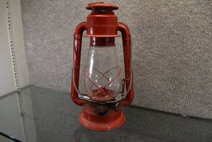 lot 3001 image: Vintage Kmart Red Oil Kerosene Lantern  Dietz  12 x 5.25 x 7