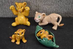 lot 6051 image: Lot of 4 Baby Simba and Nala Ceramic Figurines  Disney  1.5, 3, 3, and 2.75