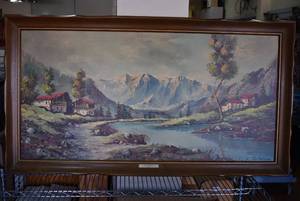 lot 6095 image: Vintage Swiss Chalets Large Print  O. Yeline  53 x 28.5