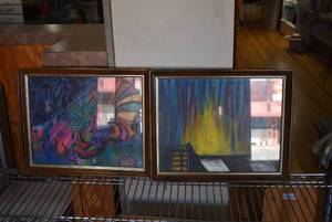 lot 6101 image: Lot of 2 Oil Pastel Drawings  13 x 16