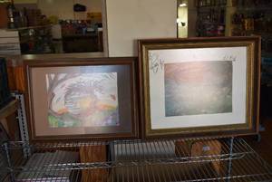 lot 6102 image: Lot of 2 Oil Pastel Drawings  2216.5 and 24 x 19.5