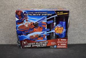 lot 6123 image: NIB The Amazing Spiderman Mega Blaster Web Shooter With Glove  Hasbro  Shoots Water or Web