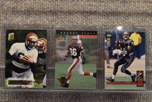 lot 4224 image: Lot of 3 Darnay Scott Football Rookie Cards  In Rigid Plastic Toploaders