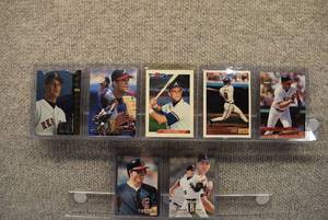 lot 4233 image: Lot of 7 Mostly Rookie Cards - Aaron Sele, Javy Lopez, Tim Salmon  In Rigid Plastic Toploaders