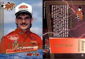 lot 6201 image: 1993 Wheels Racing Rookie Contender #32 Jeff Gordon  RC Trading Card