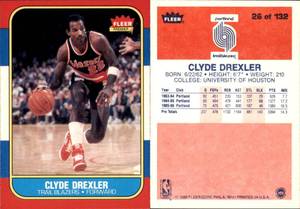 lot 6203 image: 1986 Fleer Basketball #26  Clyde Drexler