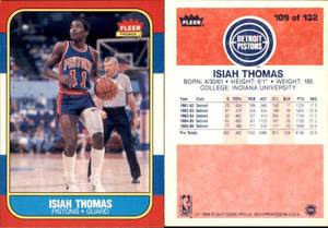 lot 6204 image: 1986 Fleer Basketball #109  Isiah Thomas