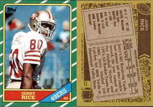 lot 6208 image: 1986 Topps Football  #161  Jerry Rice RC