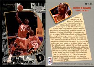 lot 6210 image: 1992-93 Fleer Basketball  #14 Total D Insert  Hakeem Olajuwon