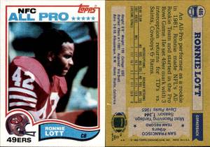 lot 6218 image: 1982 Topps Football  #486  Ronnie Lott RC