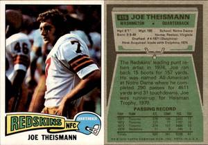 lot 6226 image: 1975 Topps Football  #416  Joe Theismann
