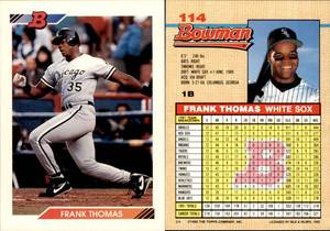 lot 6230 image: 1992 Bowman Baseball  #114  Frank Thomas