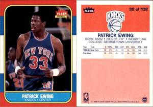 lot 1602 image: 1986 Fleer  Basketball  #32  Patrick Ewing RC