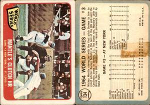 lot 1609 image: 1965 TOPPS BASEBALL #143 WORLD SERIES Game #3 MICKEY MANTLE CLUTCH HR