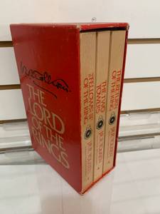 lot 6145 image: Vintage Set of 3 Lord of the Rings Books  J.R.R. Tolkien  Houghton Mifflin Co.