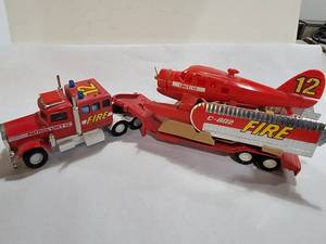 lot 3100 image: Matchbox 1978 Super Kings Peterbilt Fire Patrol Unit 12 Semi-Truck, Trailer. & Plane