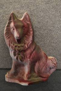 lot 1051 image: Red and Gold Chalkware Dog  12 x 9.5