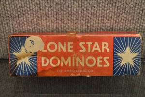 lot 1066 image: Vintage Set of Lone Star Dominoes  The Embossing co.  No.209  Wood