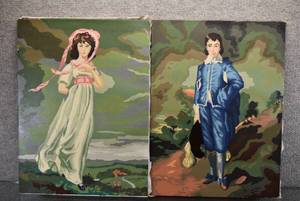 lot 2002 image: Lot of 2 Vintage Paint By  Numbers Paintings  16 x 12