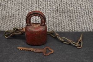 lot 2020 image: Vintage Padlock and Key  J.H.W. Climax Co.  2.75 x 2.5