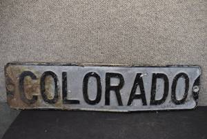 lot 2048 image: Old Black and White Colorado Street Sign  24 x 6