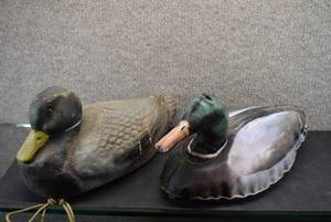 lot 2058 image: Vintage Lot of 2 Duck Decoys  Inflatable Featherlites Cherokee Sports  Paper Mache