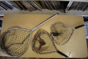 lot 2065 image: Lot of 3 Aluminum Frame Fishing Nets  19.5 and 36