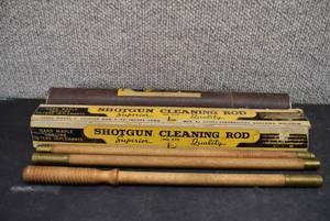 lot 2075 image: Vintage Lot of 2 Shotgun Cleaning Rods  Outers Laboratories Inc.  Hard Maple and Duralumin  12 and 12.5
