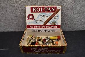 lot 2084 image: Cigar Box With Fishing Lures  Hildebrandt, Abu Garcia, Pflueger, Acme Tackle co.
