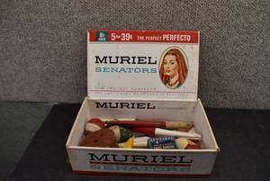 lot 2085 image: Cigar Box Full of Bobbers, Split Shot, and Gauze Bandages