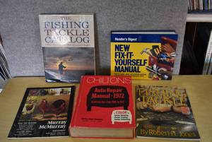lot 2059 image: Lot of 5 Fishing Tackle Carving, Do-It-Yourself Handyman Books, and Chicken Magazine