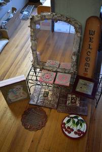 lot 2067 image: Lot of 10 Decore Destash Lot  Welcome Sign, Birch Mirror, Wall Hangings, Decorative Box and More