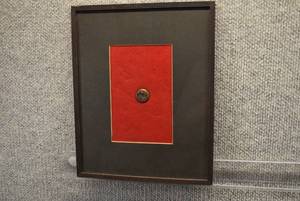 lot 5038 image: Antique Framed Button Found at Fort Larned  Scovill Mfg. Co.  10.5 x 8.5