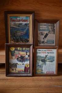 lot 2102 image: Lot of 4 Framed Vintage Advertisements  Peters, Fur-Fish-Game, and Remington