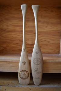 lot 2108 image: Lot of 2 Boy Scouts Of America Wood Award Paddles  Quivira Council and National High Adventure Canoe Bases  24 x 4