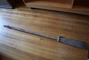 lot 2123 image: Vintage Old Wood Oar with Lock  66 Long